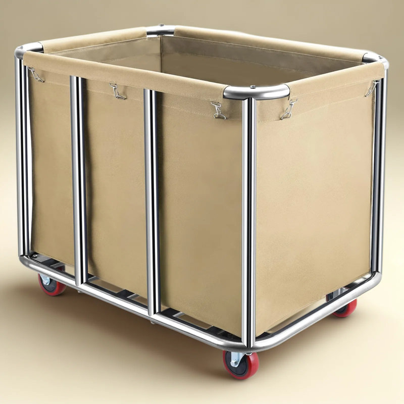 Commercial Laundry Cart With Wheels, 400L Large Capacity Industrial Laundry Hamper With Stainless Steel Frame & Removable Oxford Bag, Heavy-Duty Rolling Basket For Hotel Hospital Home Laundry