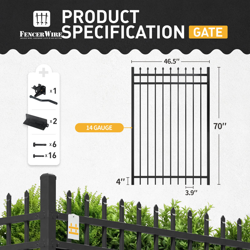 Barrière de clôture robuste 6 pi H x 4 pi l, barrière de jardin en métal, 6 pi X l 4 pi W