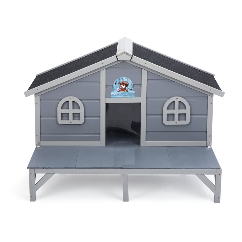 Enclos pour chat en bois résistant aux intempéries avec enclos pour chatons et grands chats, gris