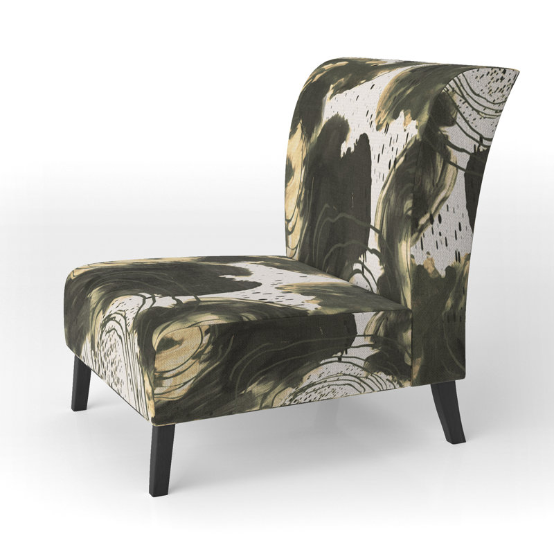 Kyleena 22" W Abstract Slipper Chair, Black/Cream/Beige/Green/White