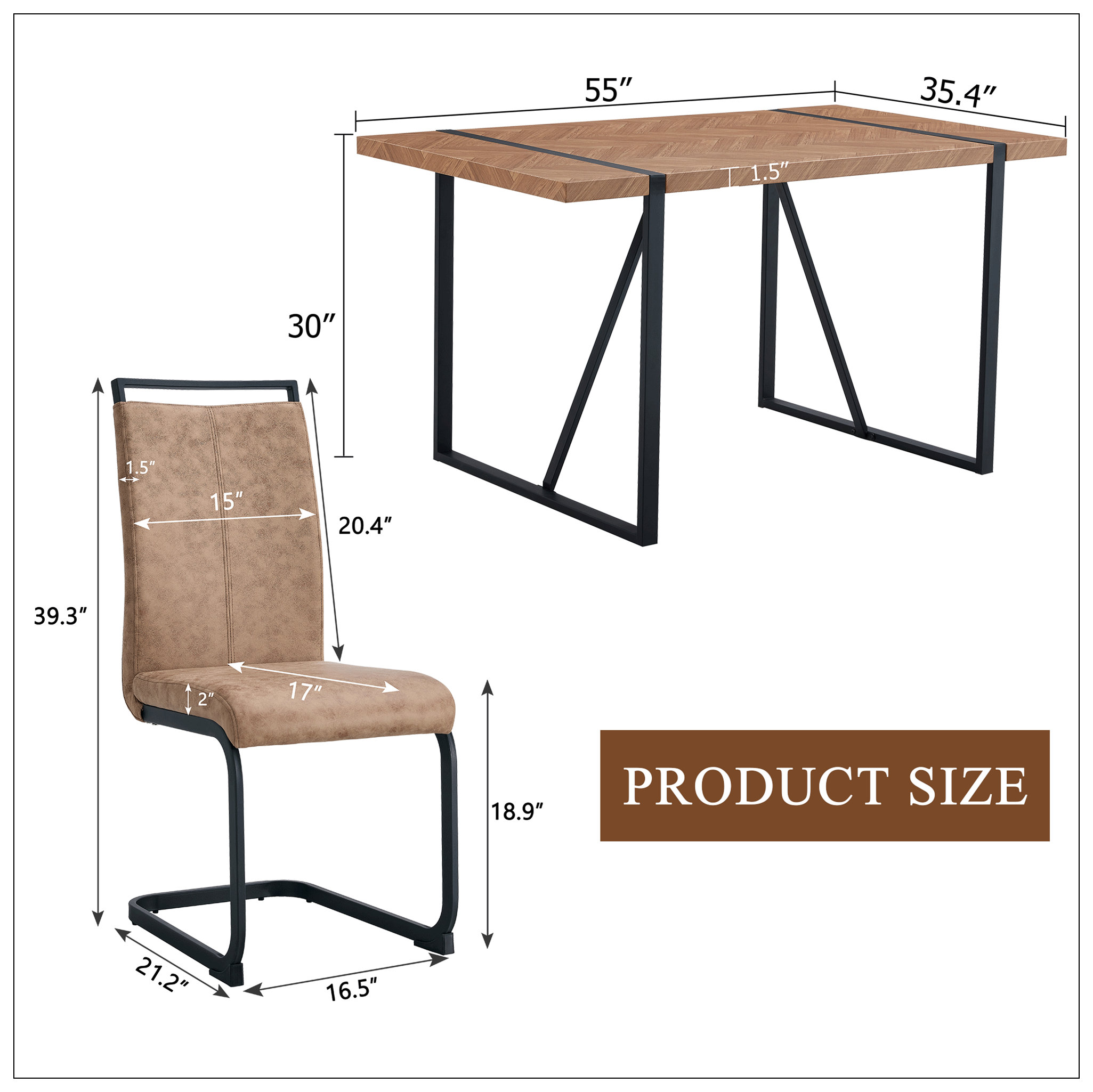 17 Stories Table And Chair Set.A Retro Rectangular Dining Table With A ...