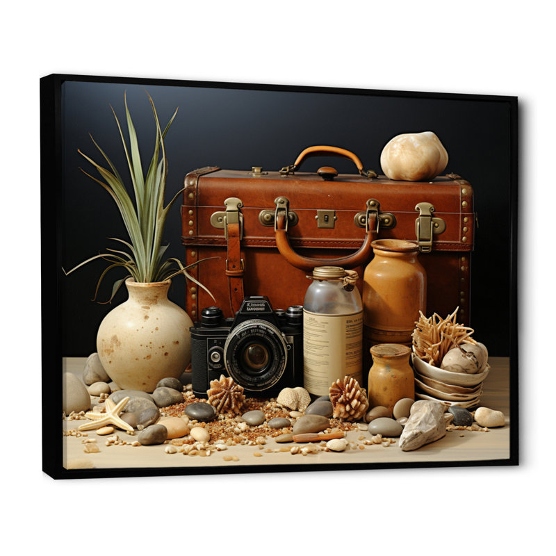 Beach Travels Collage I - impression, Cadre flottant noir, H 34 po x l 44 po x P 1,5 po