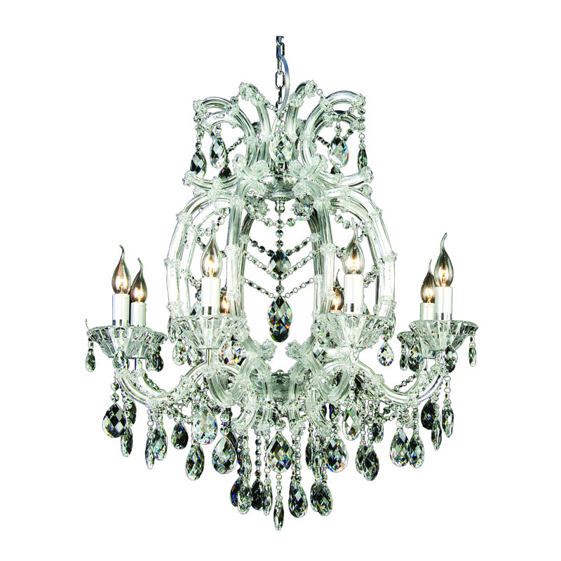 Transitional 8 Light Crystal Chandelier, Clear