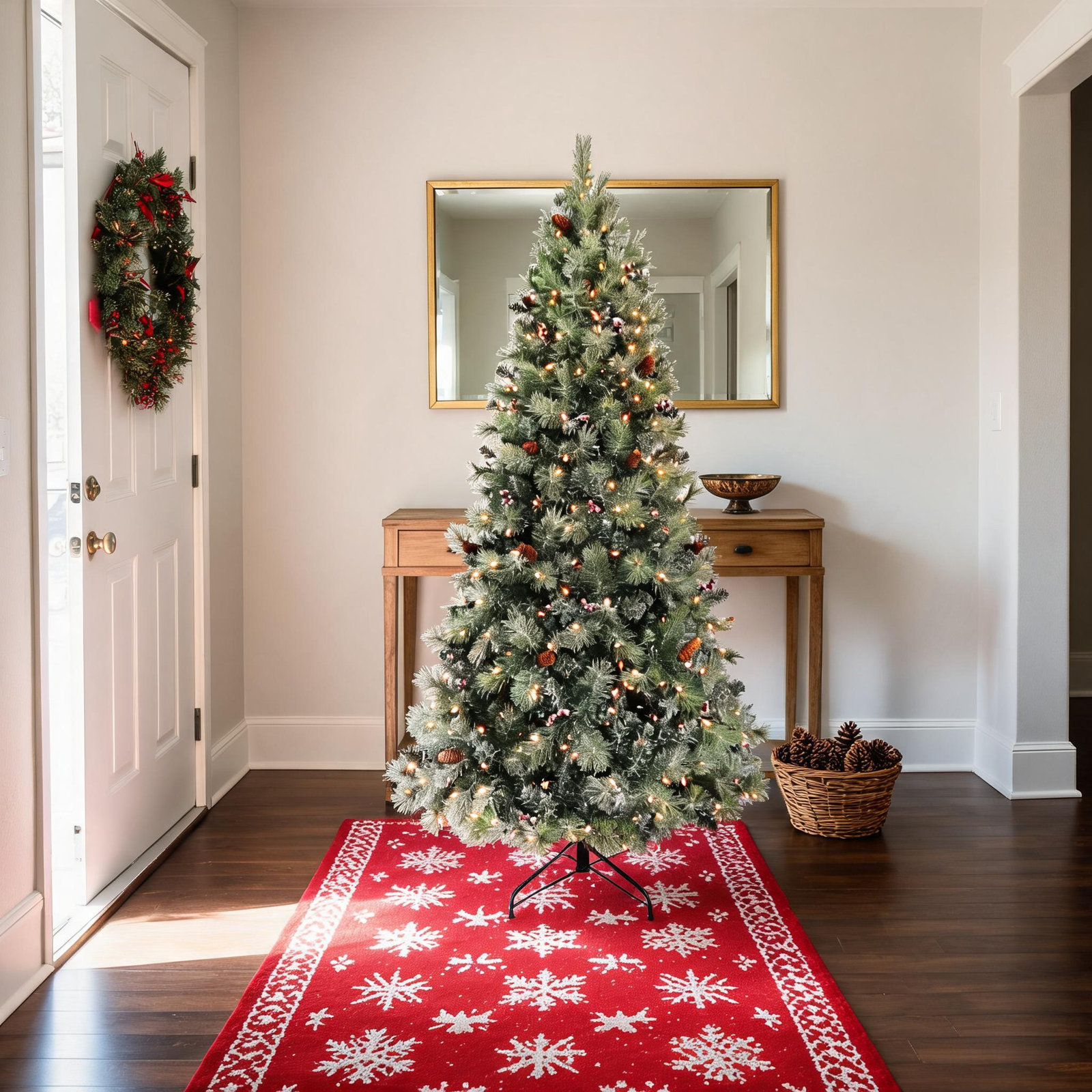 7.6' Pre-Lit Pine Christmas Tree
