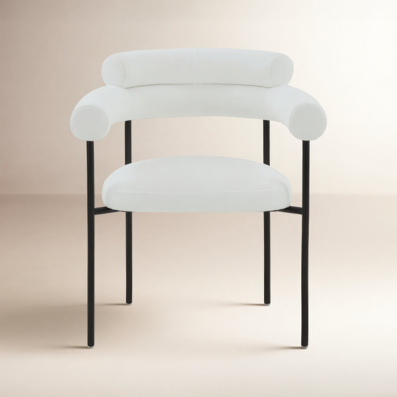 Bellport Curved Back Dining Chair, White Linen