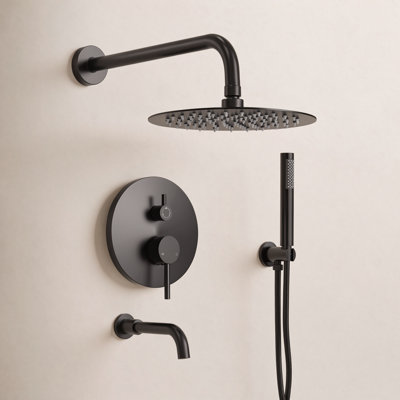 10-Inch High-Pressure Rainfall Shower System, Tub Faucet Set with Pressure Balanced Valve