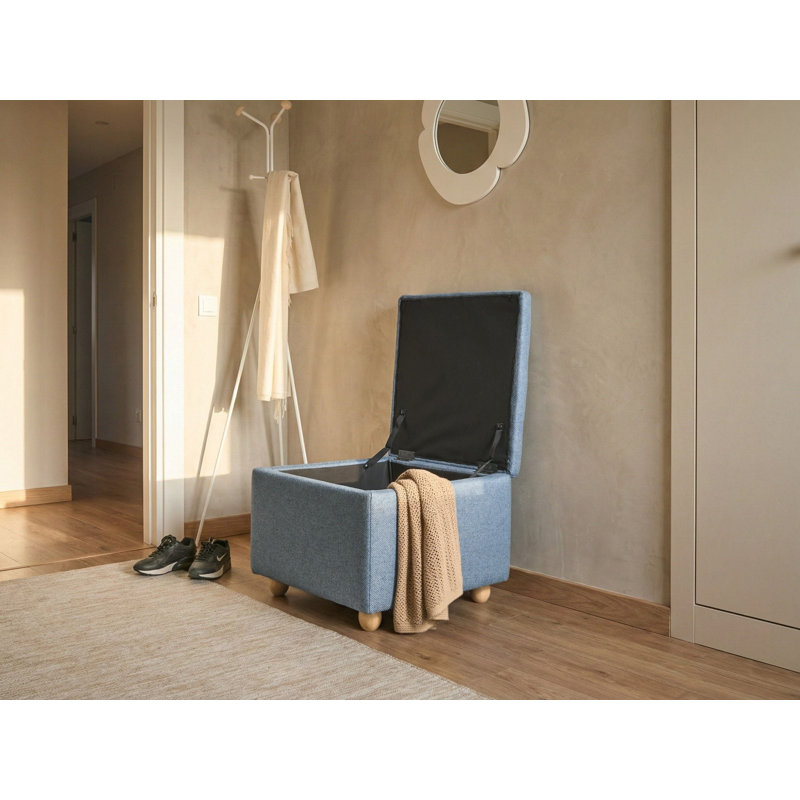 59.99cm Wide Square Solid Colour Ottoman with Storage, Blue