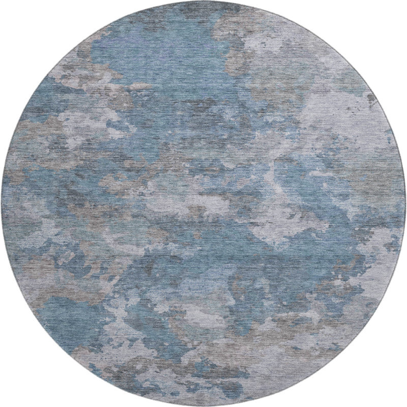 Premium Machine Washable Pinkston Abstract Rug, Round 8'