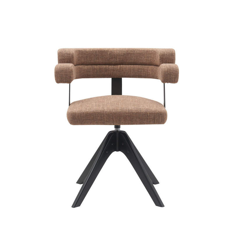 Mira Fabric Upholstered Swivel Dining Chair, 1, Brown