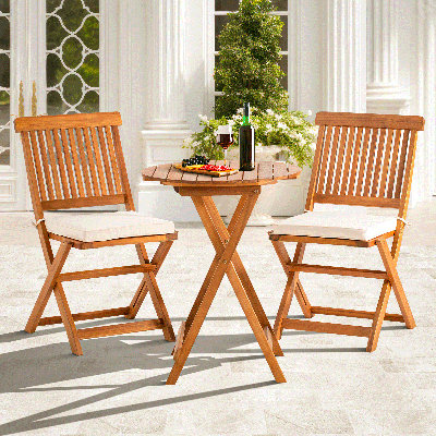 Serene 2-Person Round Patio Dining Set with Cushions: Heavy Duty and Easy Assembly by Red Barrel Studio