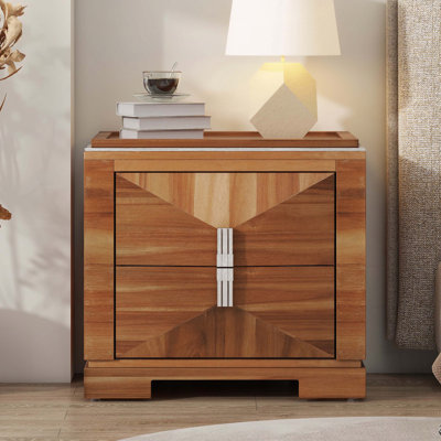 Table de chevet Mid-Century moderne avec tiroirs en forme de losange