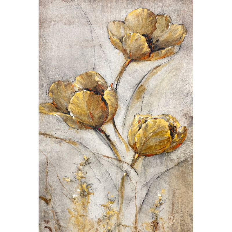 Golden Poppies I by Tim OToole - Wrapped Canvas Painting, 30cm H x 20cm W