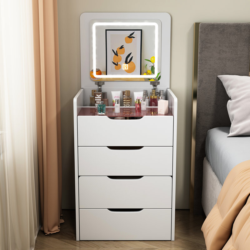 Meuble-lavabo Akron avec miroir rabattable et 3 tiroirs
