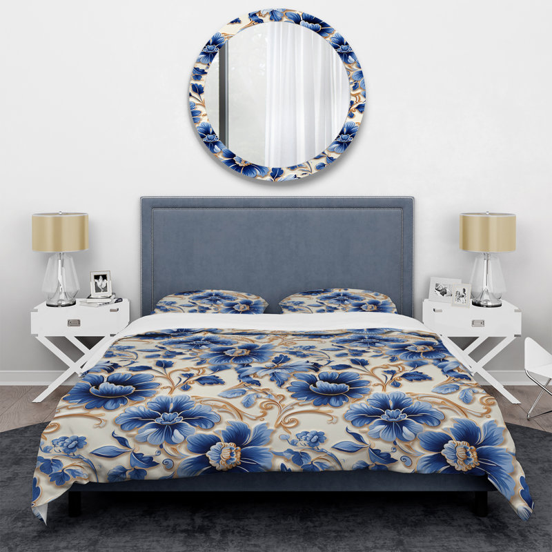 Ensemble de housse de couette Cobalt Mosaics Victorian, Housse de couette simple + 1 taie décorative stan