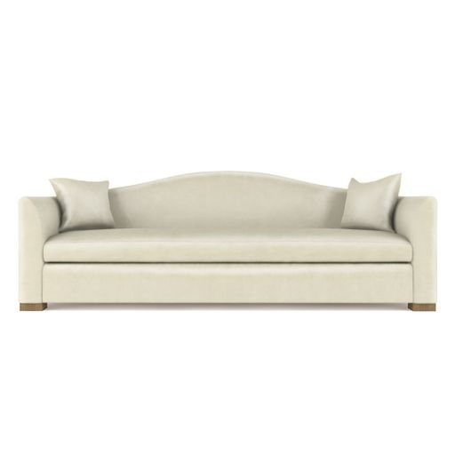 Horatio Camelback Taper Curved-Arm Sofa, Box Weave Linen Alabaster, 33" H x 96" W x 36" D, Weathered