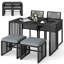 5 Pcs pe wicker patio dining set Outdoor Conversation Set With Cushions