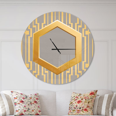 Design rétro or et gris - horloge murale Shabby Elegance