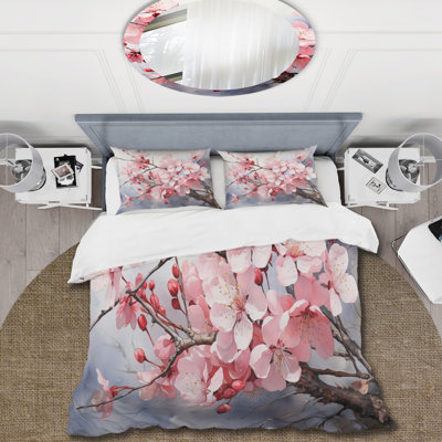 Ensemble de housse de couette en microfibre / polyester China Art Cherry Blossom