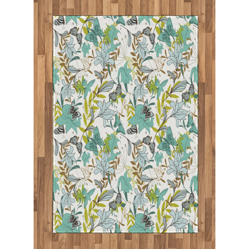 Tapis décoratif floral à haute densité en fibres de polyester, Rectangle— 4 pi x 5 pi 8 po