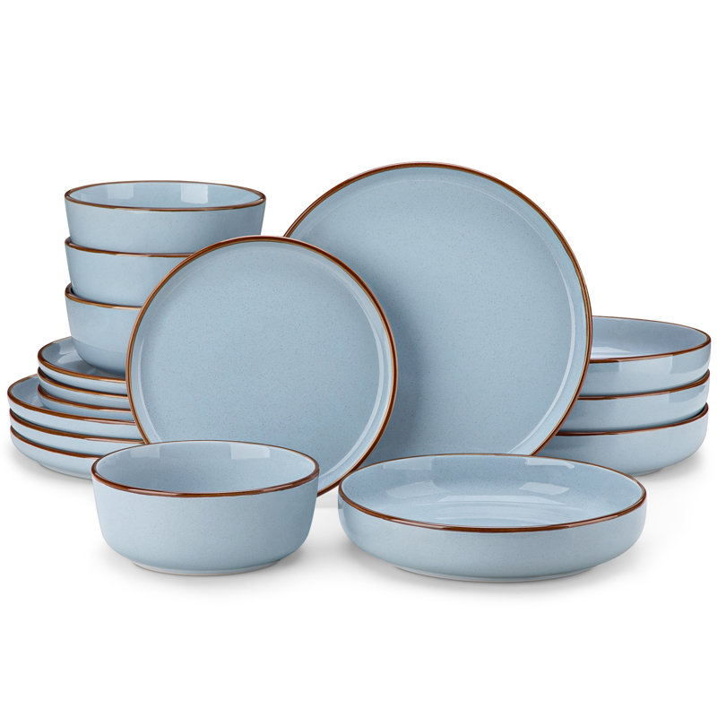 Piece Stoneware Dinnerware Set - Service for 4, Blue