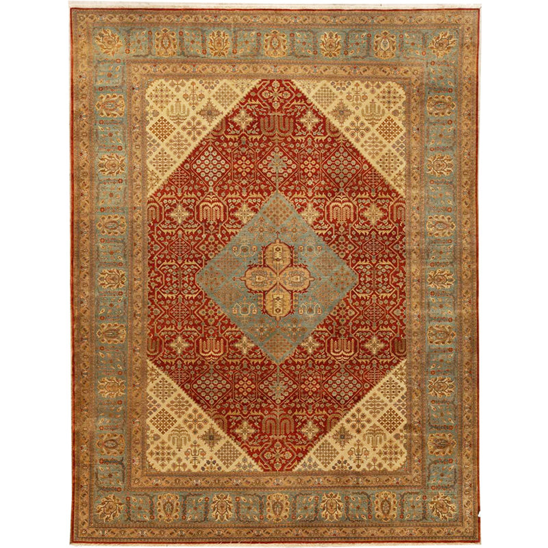 Wool Oriental Area Rug in Rust/Beige