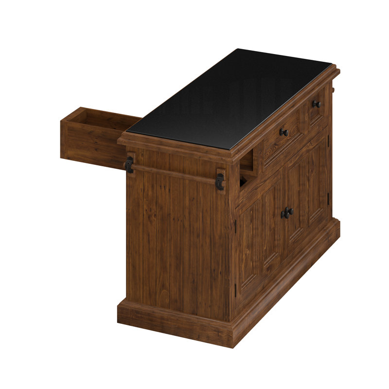 Harpenden Kitchen Island, Rustic Mahogany/Black