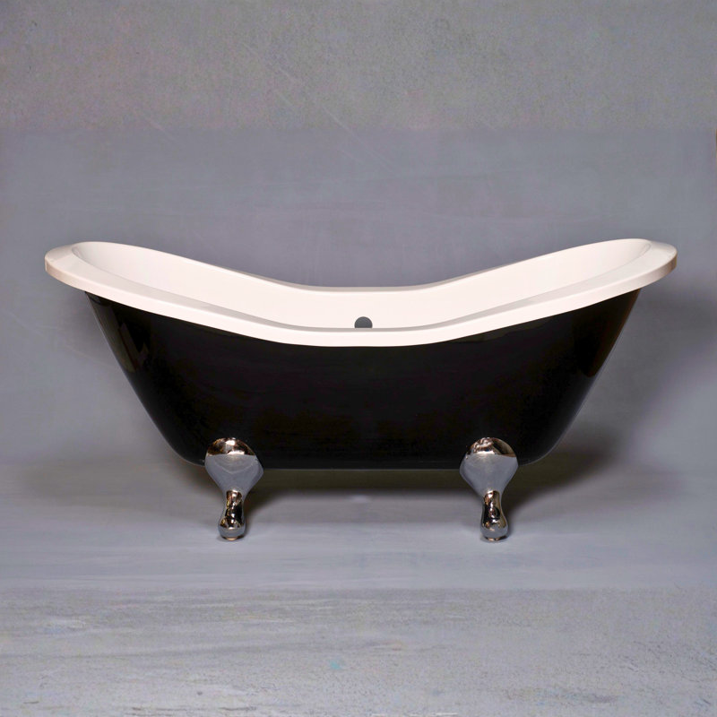 The Alpine Black and White 6 ft. Double Slipper Leg Tub (P1162) by Strom Living, Unlacquered Oil Rubbed Bronze