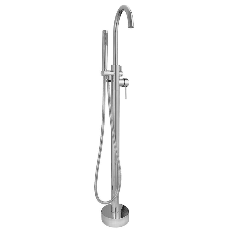 Single Handle Floor Mounted Freestanding Tub Filler with Handshower, Brush Nickel