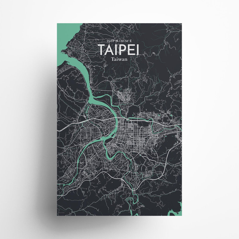Taipei City Map In Dream - No Frame Print, 17cm H x 11cm W x 0.05cm D