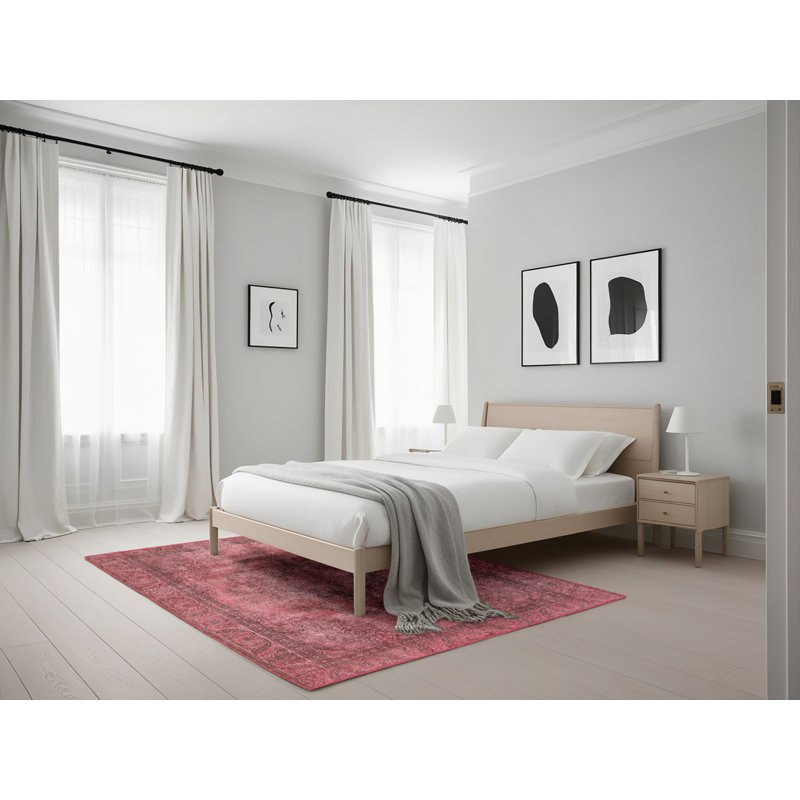 Tapis à motif oriental rose, Rectangle 5 pi x 7 pi