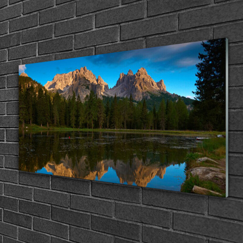 Landscape Forest Lake 1 Piece Wall Art on Glass