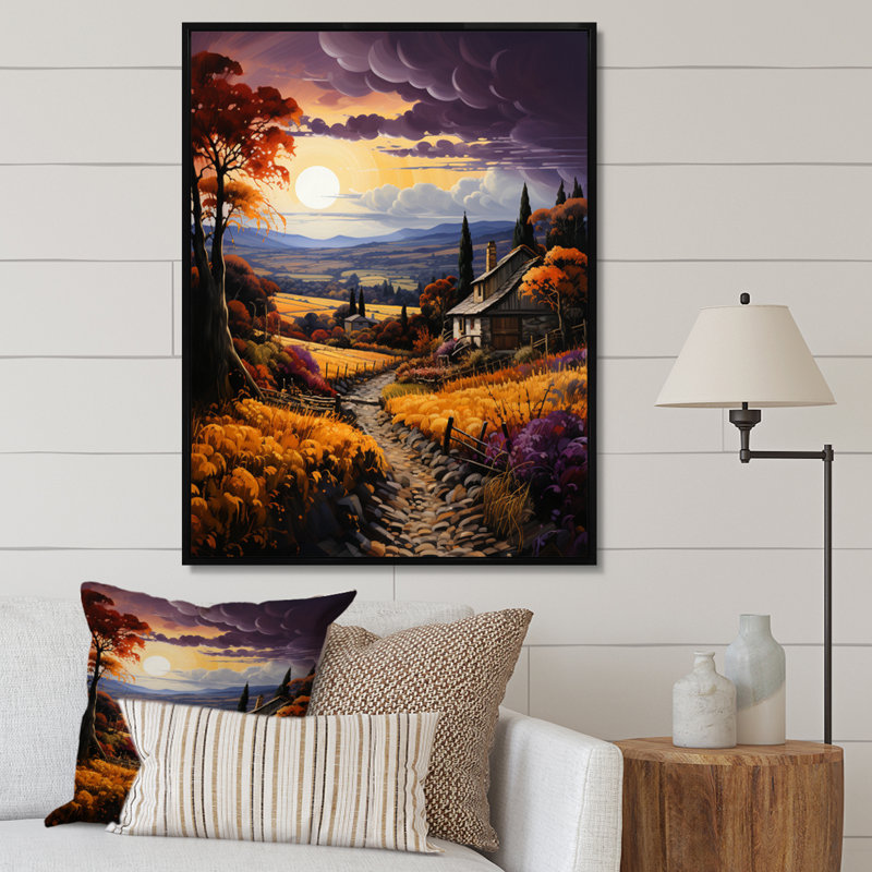 «Liliahna Countryside Bounteasant Vineyard», reproduction d'art sur toile, H 44 po x l 34 po x P 1,5 po, Cadre flottant noir