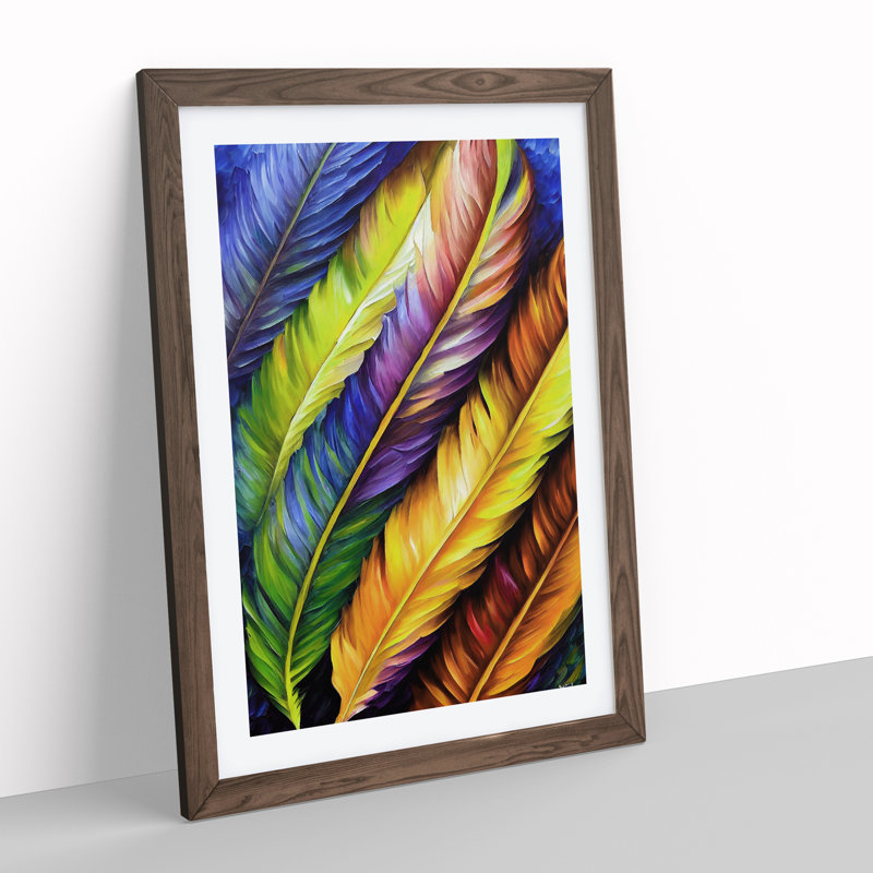 Beautiful Feathers No.1 - Single Picture Frame Print, 64cm H x 46cm W x 2cm D, Walnut Framed
