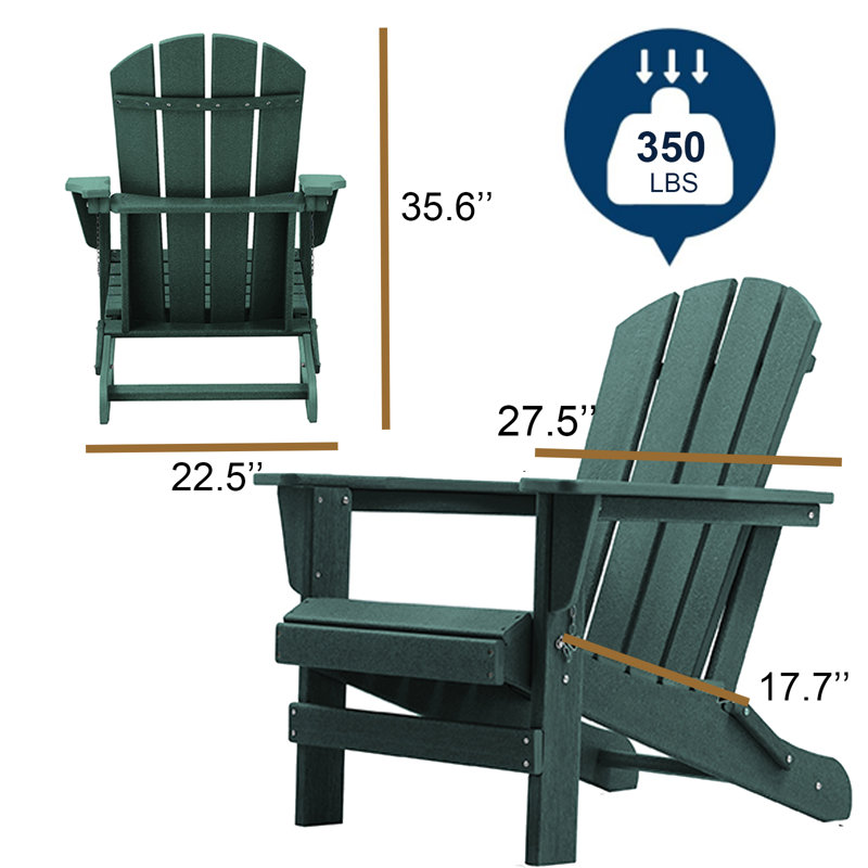 Foldable Outdoor Adirondack Chair, Dark green