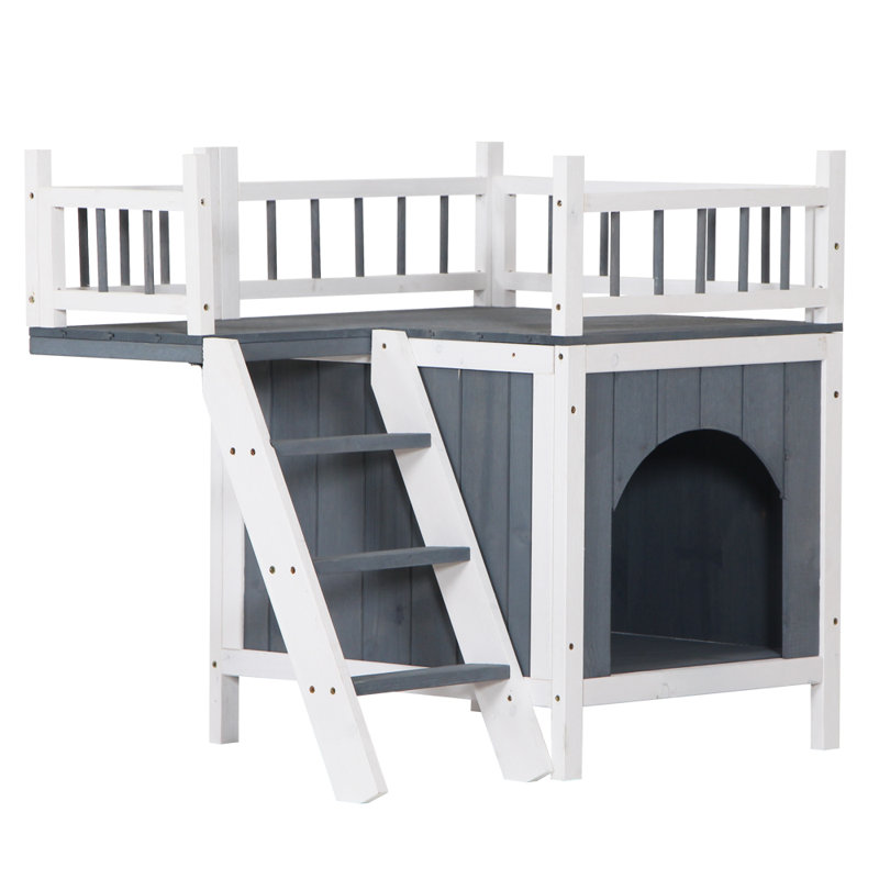 Niche pour chien en bois Swinson, Gris/blanc