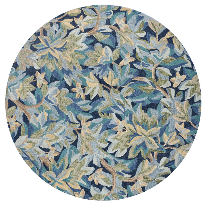 Avalonian Handmade Hand Tufted Wool Blue/Green Rug, Round 7'