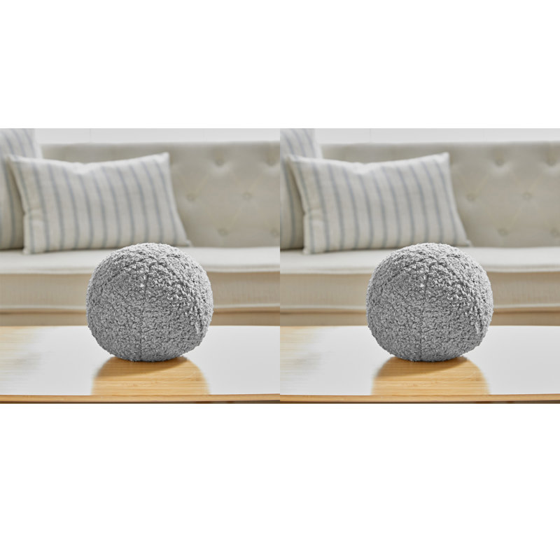 French Boucle Poodle Velvet Reversible Throw Pillow, Light Gray, 12"H x 12"W