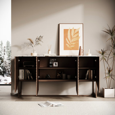 Buffet artistique 3D Wave, plateau autocollant en marbre, style américain antique pour rangement dans la salle à manger avec autocollant, utilisation multi-scénario, style et métal