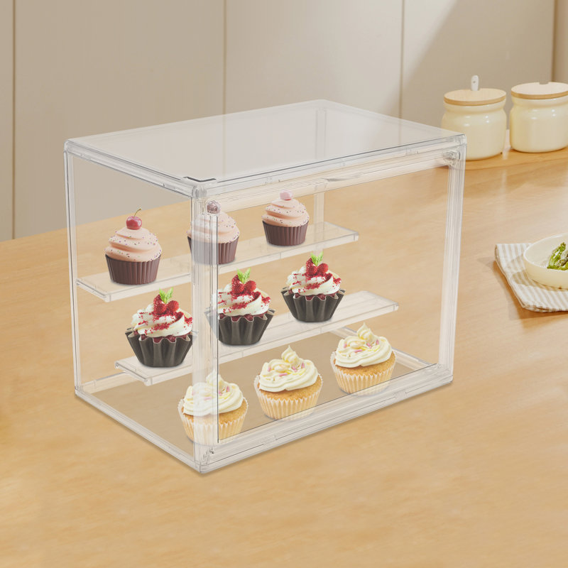 Mabilia Clear Cake Cupcake Bread Display Box Shelf 2-Tier Display Storage Container