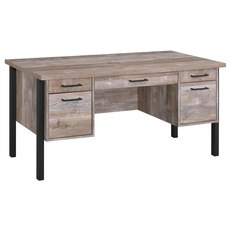 Azura Weathered Oak 4-Drawer Office Desk