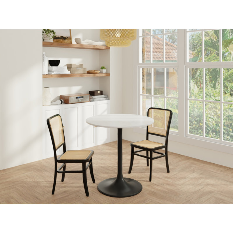 Table de salle à manger Elegant, Blanc, H 30 po x l 30 po x p 30 po, Noir