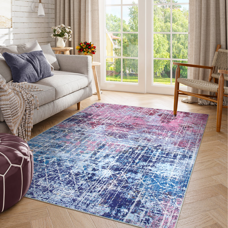 Abstract Tribal Washable Area Rug – Modern Non-Slip Carpet for Living Room, Bedroom & Entryway – Soft & Stain-Resistant Floor Mat