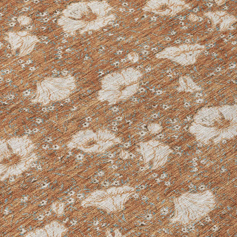 Machine Washable Indoor/Outdoor Chantille ACN2792 Floral Rug, 2'3" x 7'6" Runner, Rust