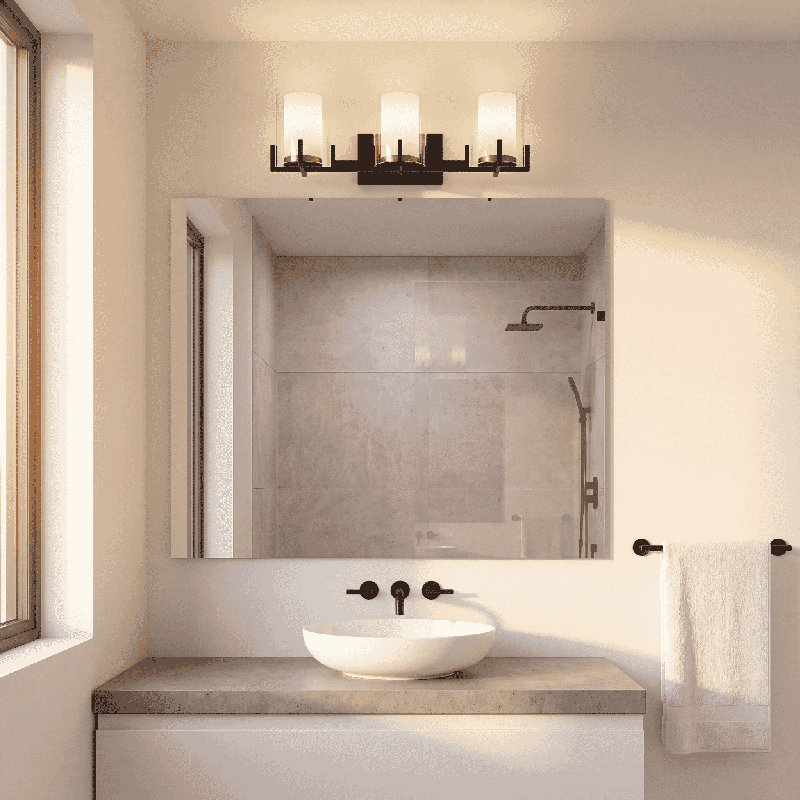 Trimidus 2-Light Bathroom Vanity Light In Matte Black With Warm Brass Accents, 7.5" H x 15" W x 15" D, 2 Lights