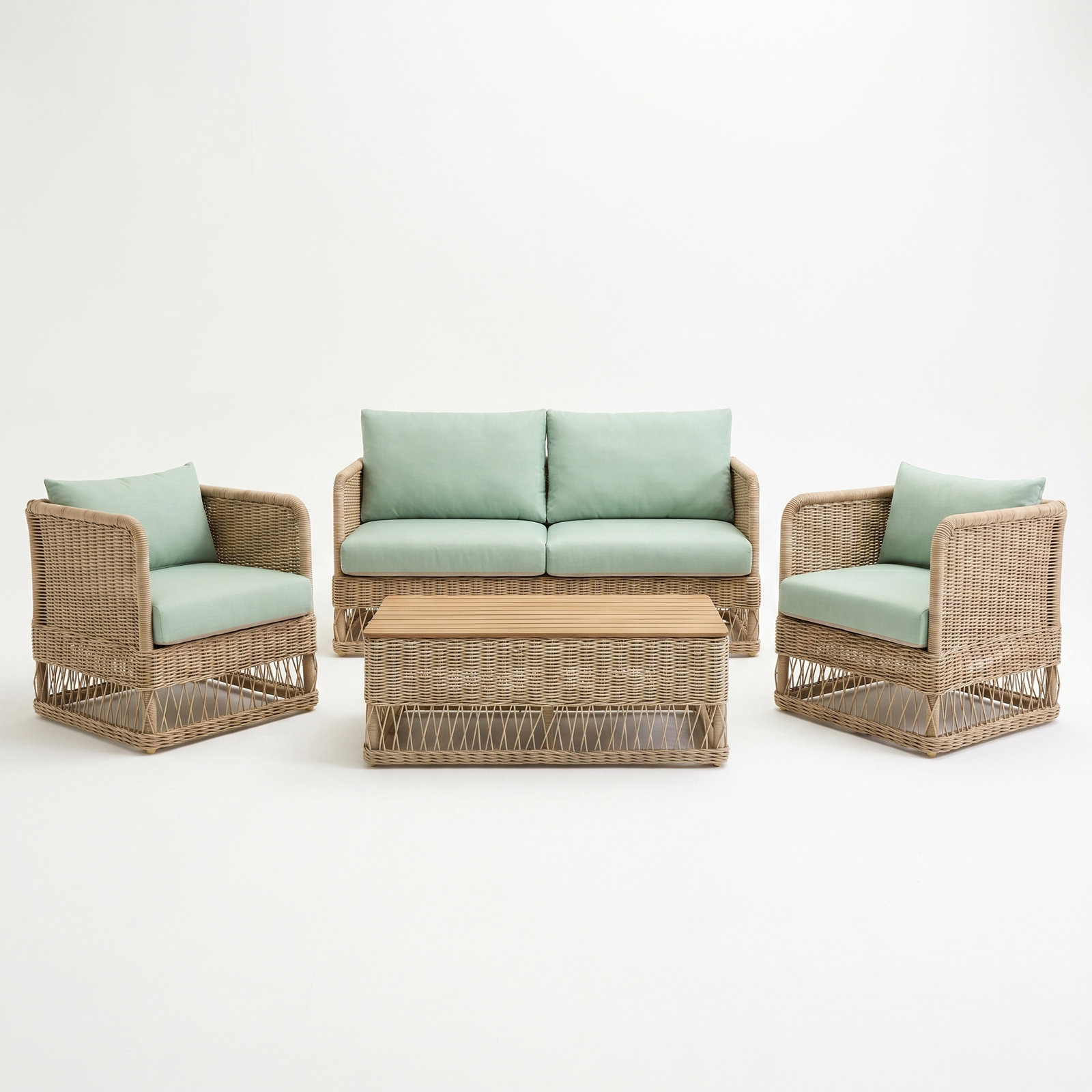 Margot Natural 4-Piece Sunbrella® Outdoor Patio Seating Set, Brown, Canvas Spa