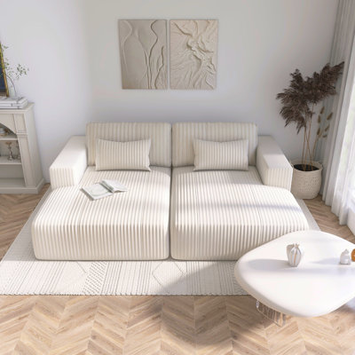 CORDUROY DOUBLE SOFA BED WITH 2 PILLOWS