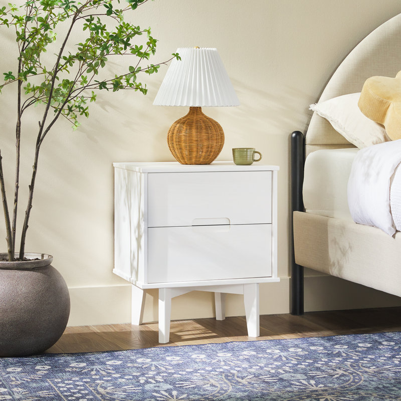 Table de chevet 2 tiroirs, Blanc