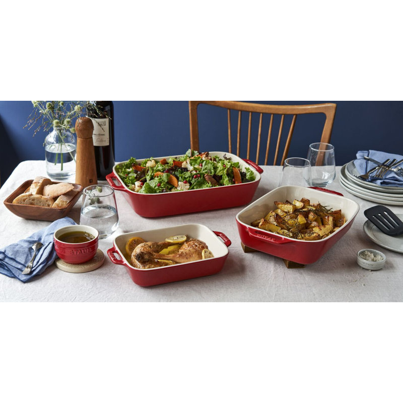 Staub Ceramic 4-Piece Baking Dish Set, Cherry 
