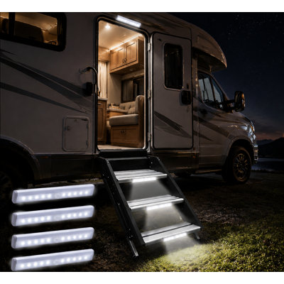 Wireless RV Step Light,PIR Motion Sensor LED Stair Light, Magnetic Rechargeable Night Light（set of 4）