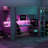Wood Twin Gaming Loft Bed With Desk, Storage, Led Lights, Charging - Dark Gray Multiple Led, Plug